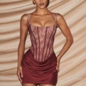 New Cornelia Mini Dress - Burgundy Lace